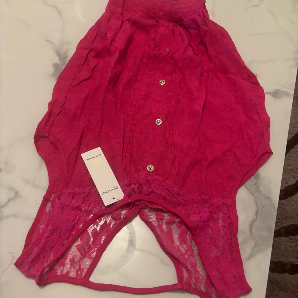 Soma Intimates Pink Lace Button-Down Top